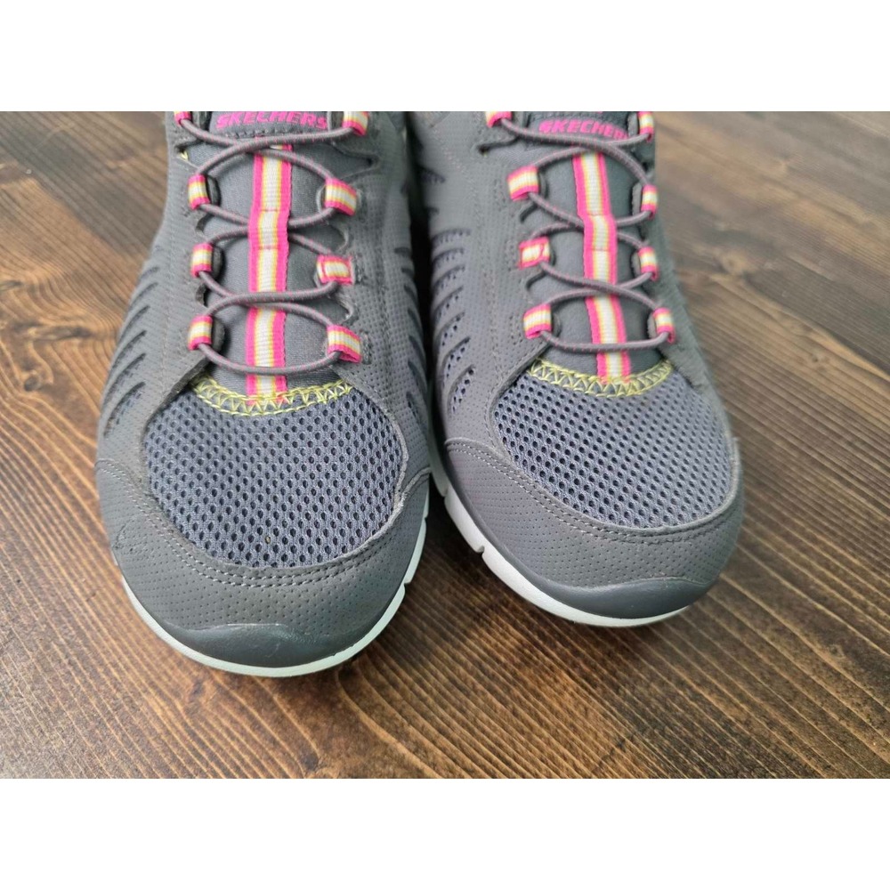 Skechers Flex Women's Sneakers Size 10 Gray Pink White Slip On Running Shoes - Picture 6 of 15